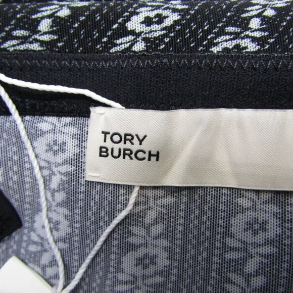 NEW TORY BURCH Womens Printed Silk Mesh Skirt Black Warped Lace size 14 - Picture 6 of 11